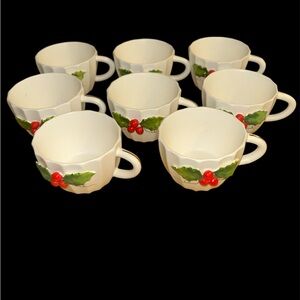 MCM 1962 HOLT HOWARD Christmas Punch Cup HOLLY BERRIES Japan Set Of 8